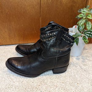 Frye Diana Cut Stud Short Black Leather Boots
